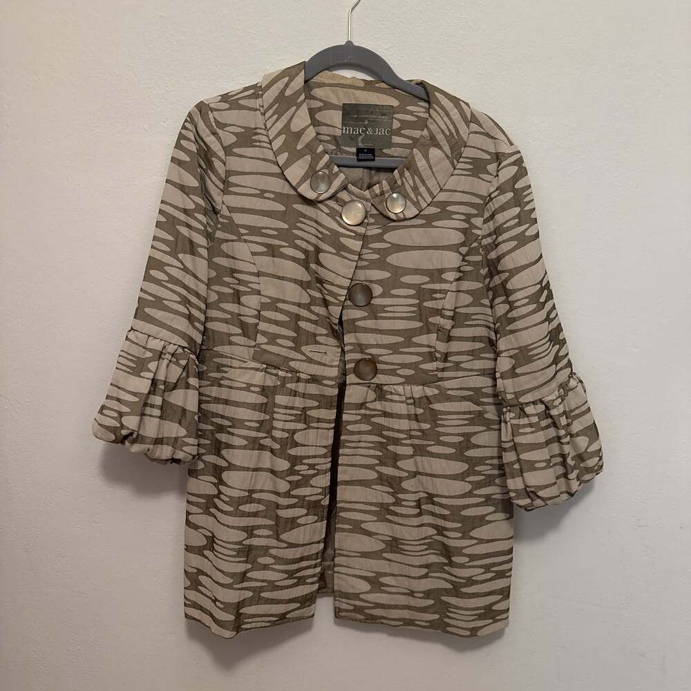 MAC & JAC 3 Button Front Puffy Sleeve Jacket Size 12
